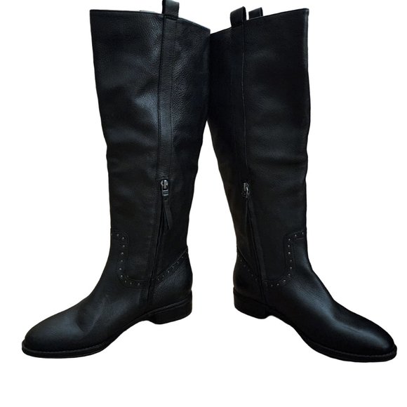 Sam Edelman Women’s Black Leather Prina Studded Knee High Riding Boots Size 6.5 - Picture 4 of 7